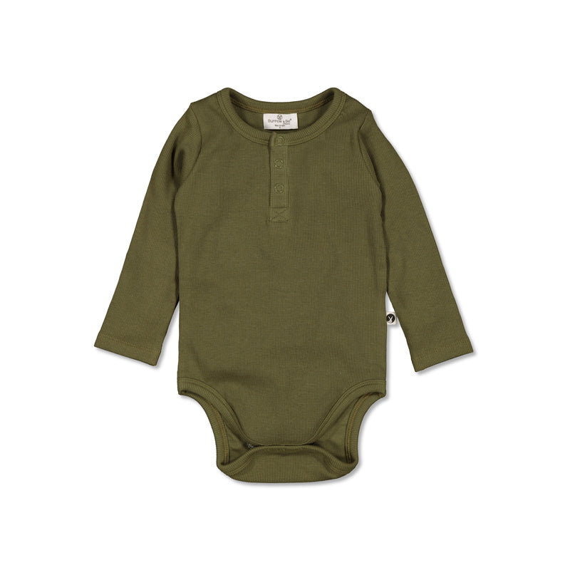 Long Sleeve Henley Rib Bodysuit