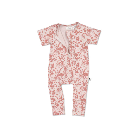 Burrow and Be Flower Splash Zip Suit - Short Sleeve